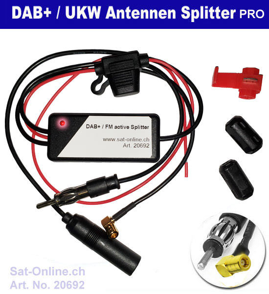 Audioproject A346 - Radio de voiture DAB DAB+ - Antenne à disque numérique  SMB - Câble d'antenne de